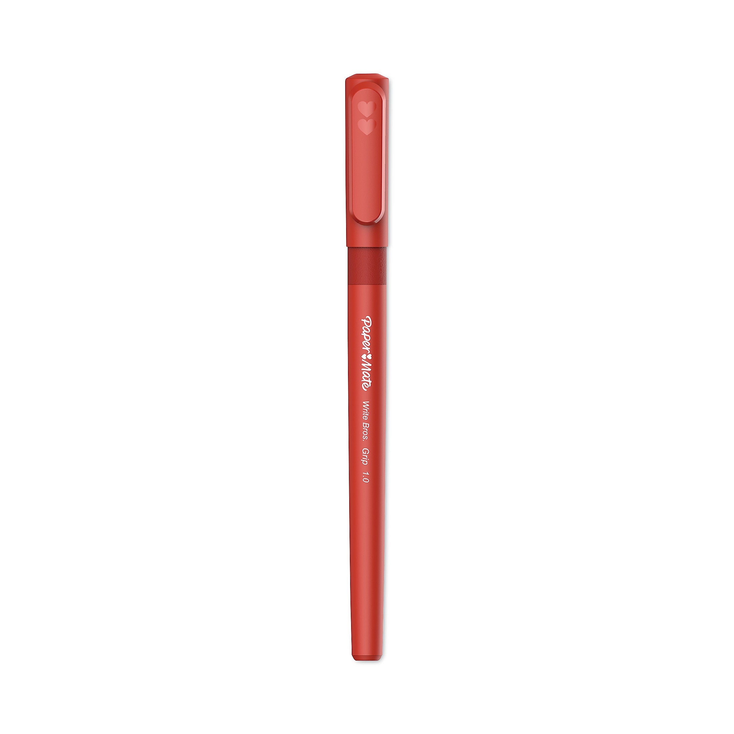 Paper Mate Write Bros. Grip Ballpoint Pen, Stick, Medium 1 mm, Red Ink, Red Barrel, Dozen