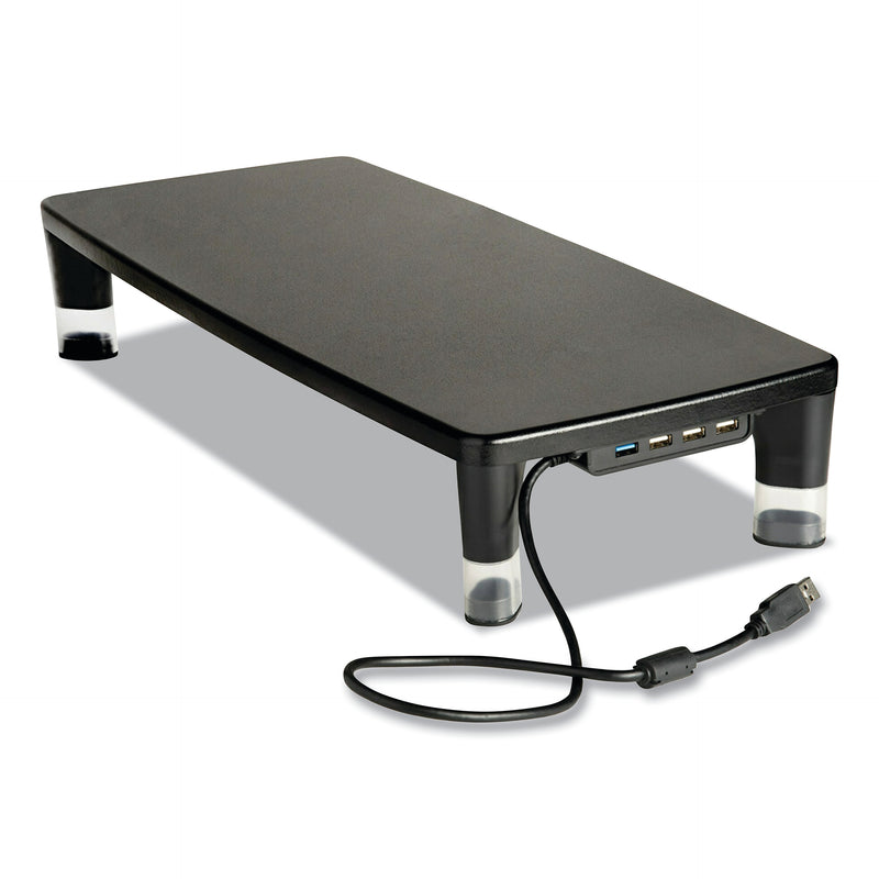 3M™ Adjustable  Monitor Stand, Holds up to 33 lbs., Black/Clear (MS100B)