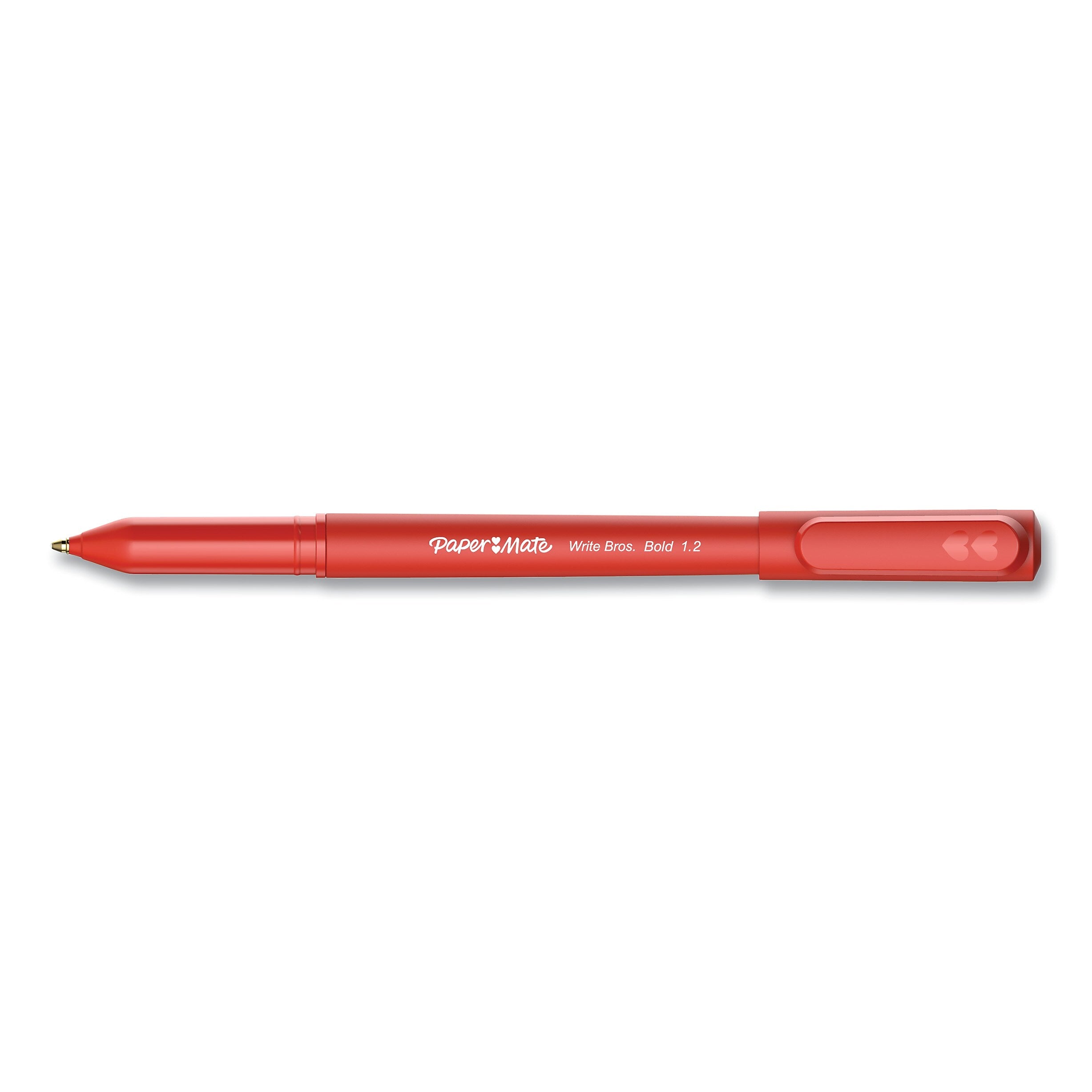 Paper Mate Write Bros. Ballpoint Pen, Bold Point, 1.2mm, Red Ink, 12/Pack (PAP2124521)