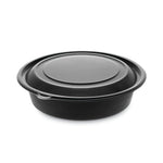 Pactiv Evergreen EarthChoice MealMaster Bowls with Lids, 32 oz., 8" dia x 2.12" h, 1-Compartment, Black/Clear, 250/Carton