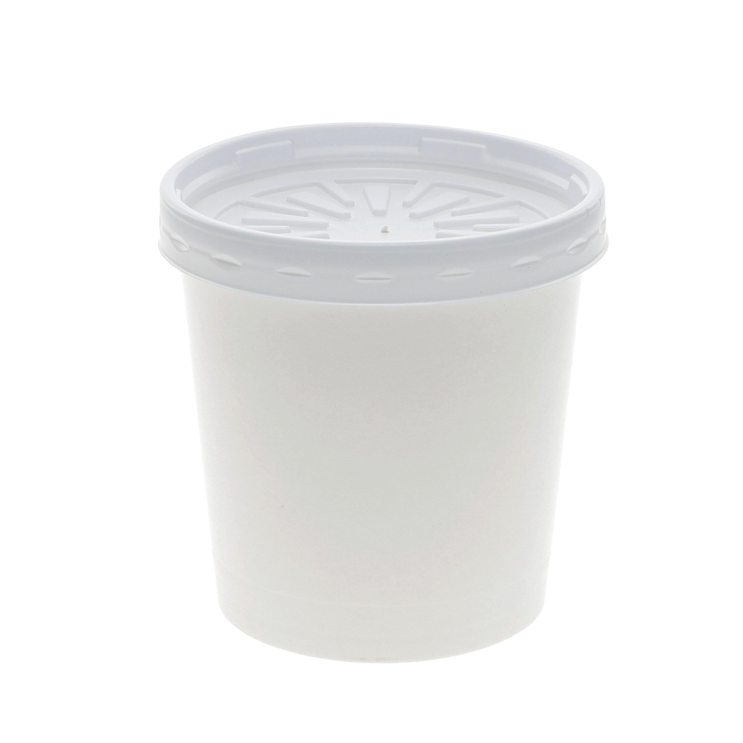 Pactiv Evergreen Paper Round Food Container and Lid Combo, 16 oz., 3.75" Diameter x 3.88h", White, 250/Carton