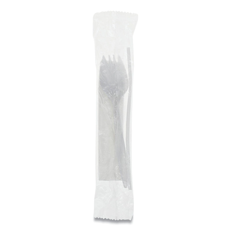 Pactiv Evergreen Fieldware Polypropylene Cutlery Kit, Spork, 10 x 8 Napkin, Standard Straw, Mediumweight, White, 1,000/Carton