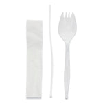 Pactiv Evergreen Fieldware Polypropylene Cutlery Kit, Spork, 10 x 8 Napkin, Standard Straw, Mediumweight, White, 1,000/Carton