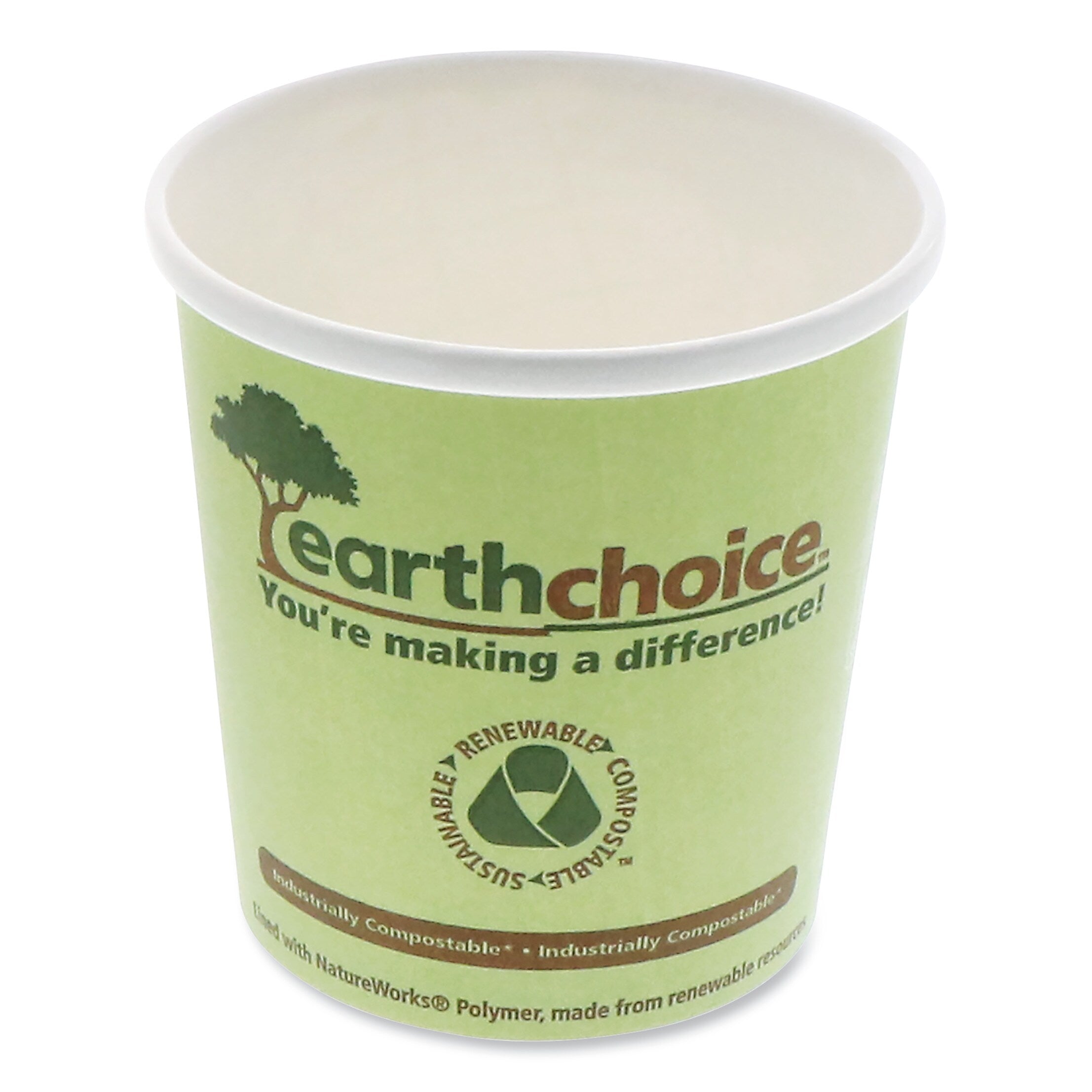 Pactiv Evergreen EarthChoice Compostable Container, Large Soup, 16 oz., 3.63" Diameter x 3.88"h, Green, 500/Carton