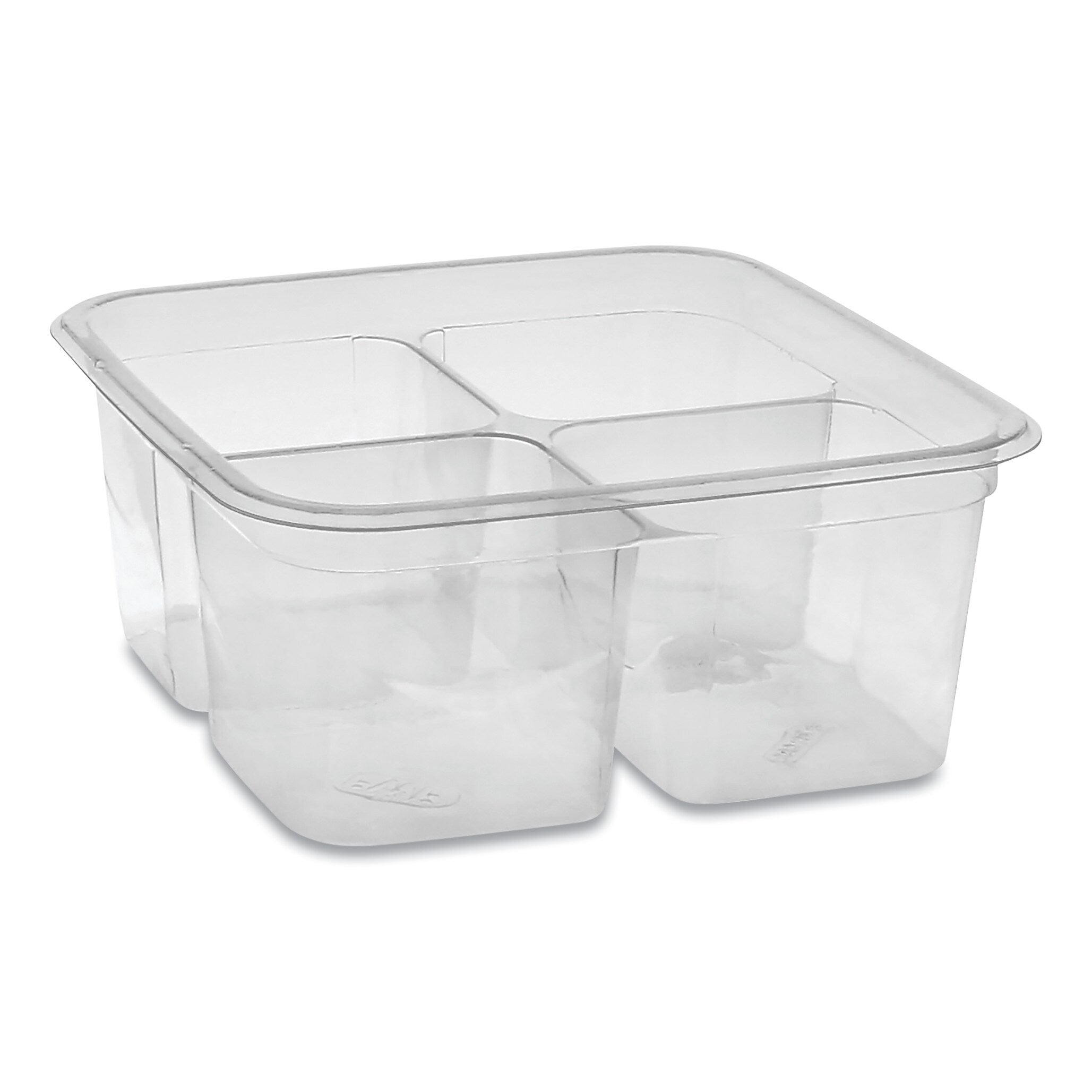 Pactiv Evergreen EarthChoice PET Container Bases, 4-Compartment, 32 oz., 6.13 x 6.13 x 2.61, Clear, 360/Carton