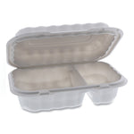Pactiv Evergreen EarthChoice SmartLock Microwavable Hinged Lid Containers, 2-Compartment, 9 x 6 x 3, White, 270/Carton
