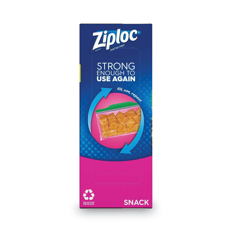 Ziploc Seal Top Snack Bags, 10 oz., 6.5" x 3.25", Clear, 90/Box, 12 Boxes/Carton