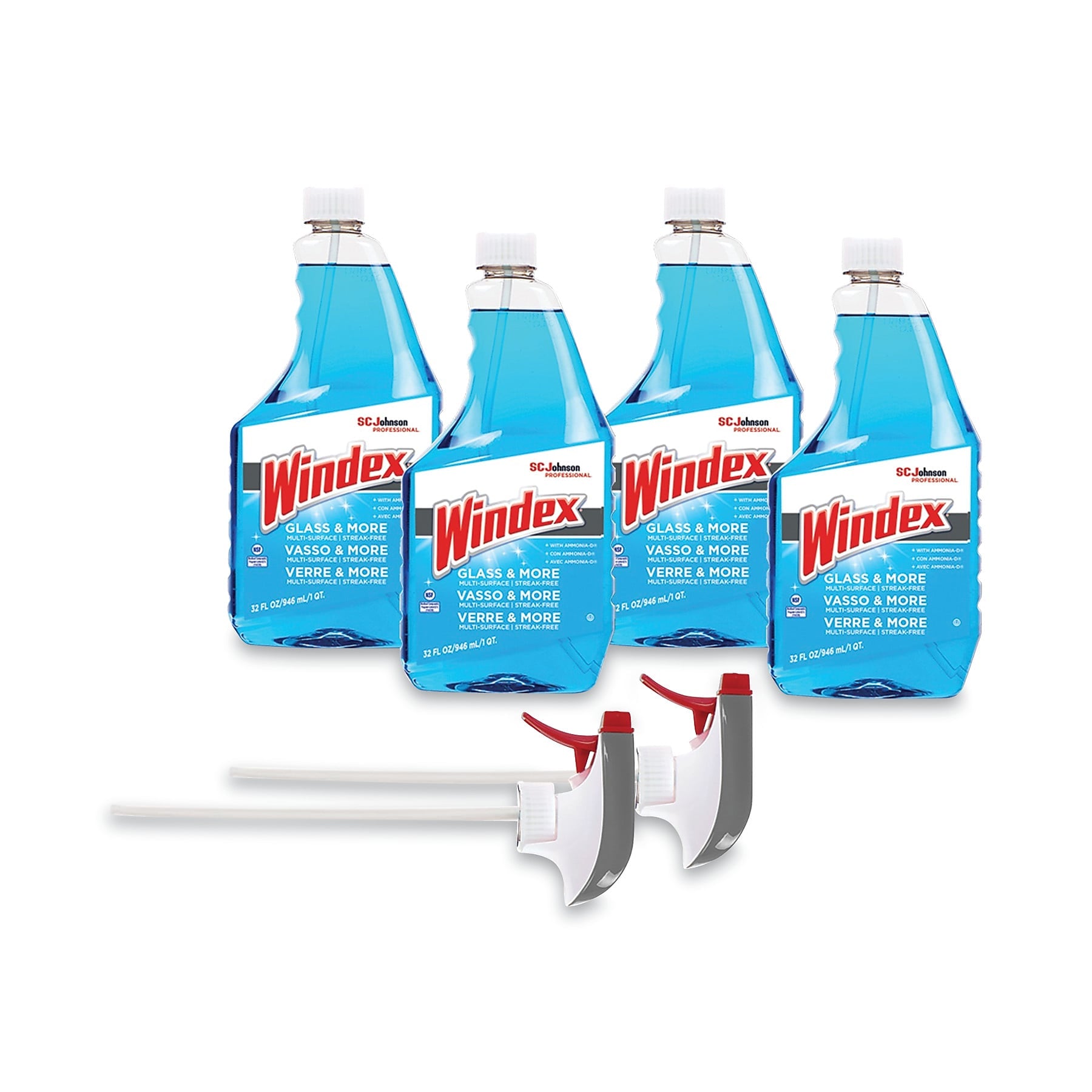 Windex Original Glass Cleaner, Fresh Scent, 32 oz Spray Bottle, 4/Carton