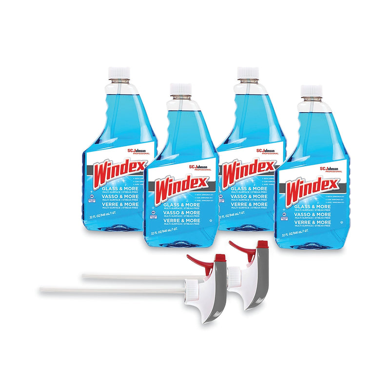 Windex Original Glass Cleaner, Fresh Scent, 32 oz Spray Bottle, 4/Carton