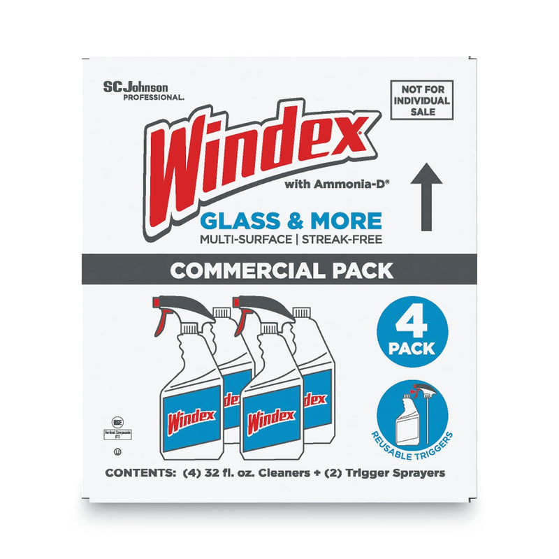 Windex Original Glass Cleaner, Fresh Scent, 32 oz Spray Bottle, 4/Carton