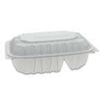 Pactiv Evergreen Vented Microwavable Hinged-Lid Takeout Container, 2-Compartment, 9 x 6 x 3.1, White, 170/Carton