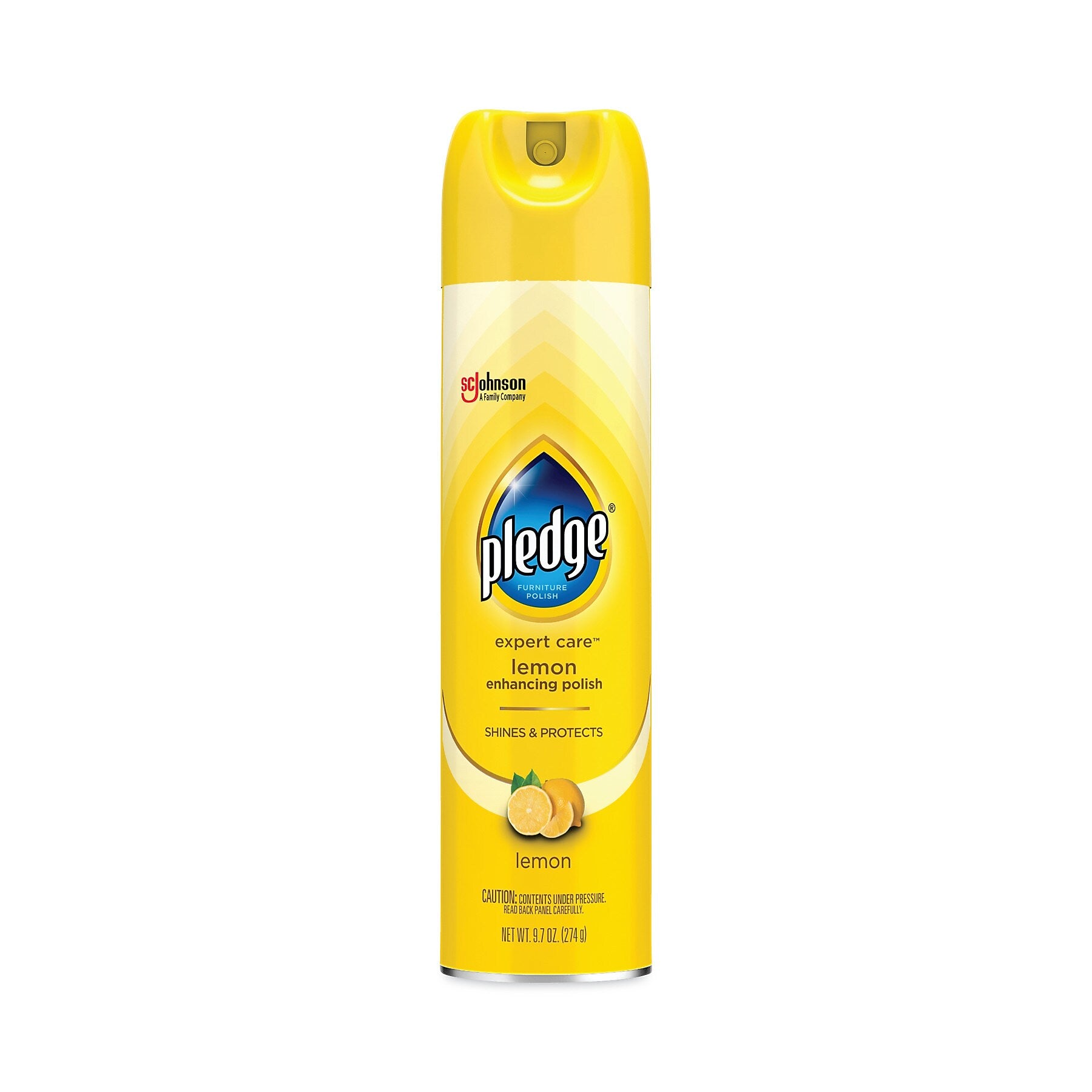 Pledge Furniture Polish, Lemon, 9.7 oz Aerosol Spray, 6/Carton