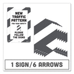Tabbies BeSafe Carpet Decals, New Traffic Pattern For Your Safety; Please Follow The Signs, 12 x 18, White/Gray, 7/Pack