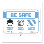 Tabbies BeSafe Messaging Education Wall Signs, 9 x 6, "Be Safe, Wear a Mask, Wash Your Hands, Follow the Arrows", 3/Pack