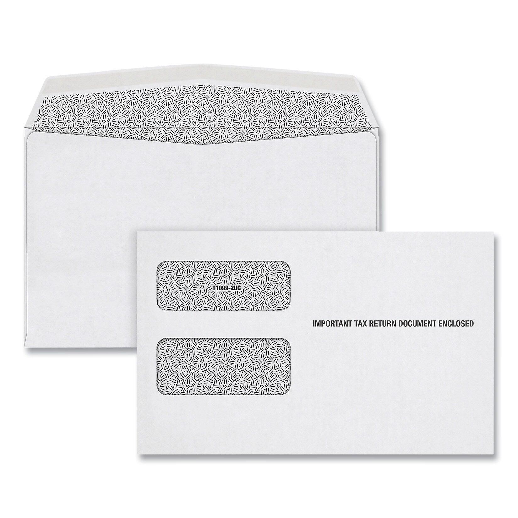 TOPS 1099 Double Window Envelope, Commercial Flap, Gummed Closure, Contemporary Seam, 5.63 x 9, White, 24/Pack