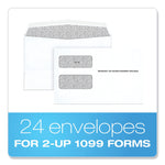 TOPS 1099 Double Window Envelope, Commercial Flap, Gummed Closure, Contemporary Seam, 5.63 x 9, White, 24/Pack