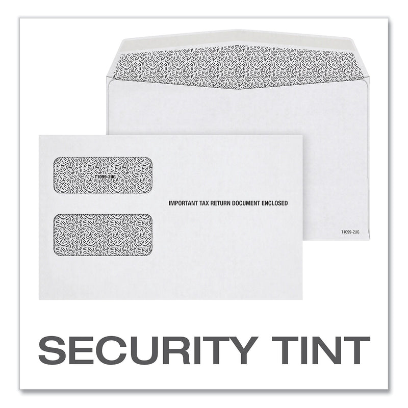 TOPS 1099 Double Window Envelope, Commercial Flap, Gummed Closure, Contemporary Seam, 5.63 x 9, White, 24/Pack