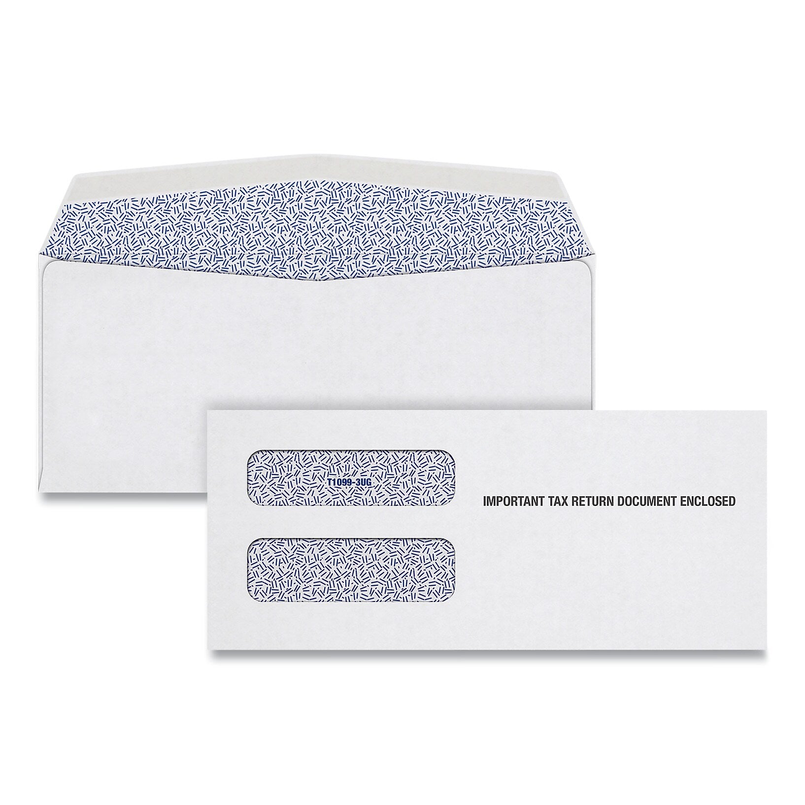 TOPS 1099 Double Window Envelope, Commercial Flap, Gummed Closure, Contemporary Seam, 3.75 x 8.75, White, 24/Pack