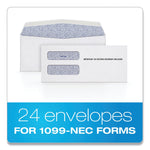 TOPS 1099 Double Window Envelope, Commercial Flap, Gummed Closure, Contemporary Seam, 3.75 x 8.75, White, 24/Pack