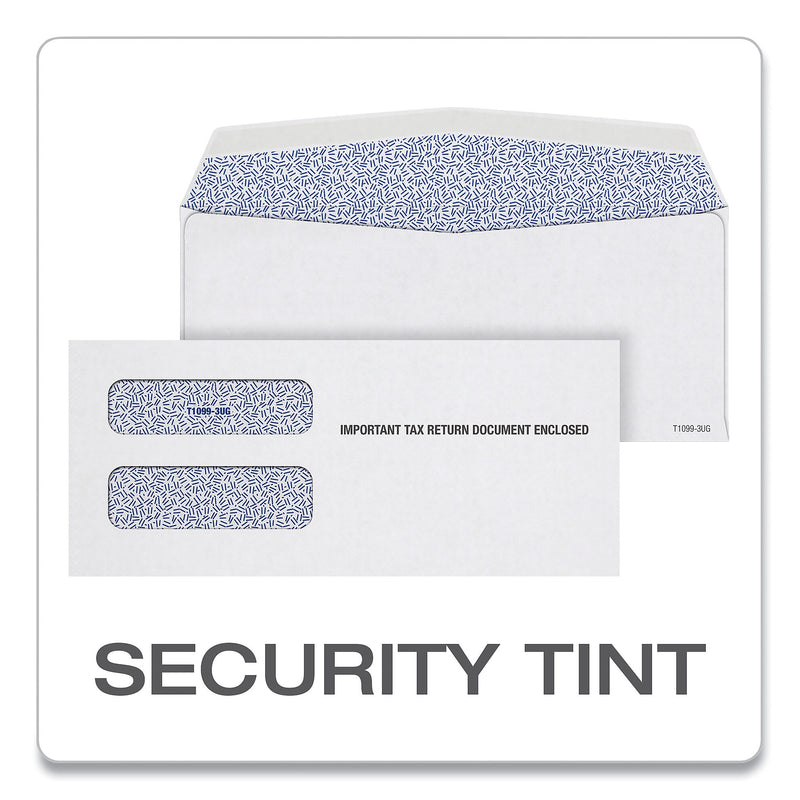 TOPS 1099 Double Window Envelope, Commercial Flap, Gummed Closure, Contemporary Seam, 3.75 x 8.75, White, 24/Pack