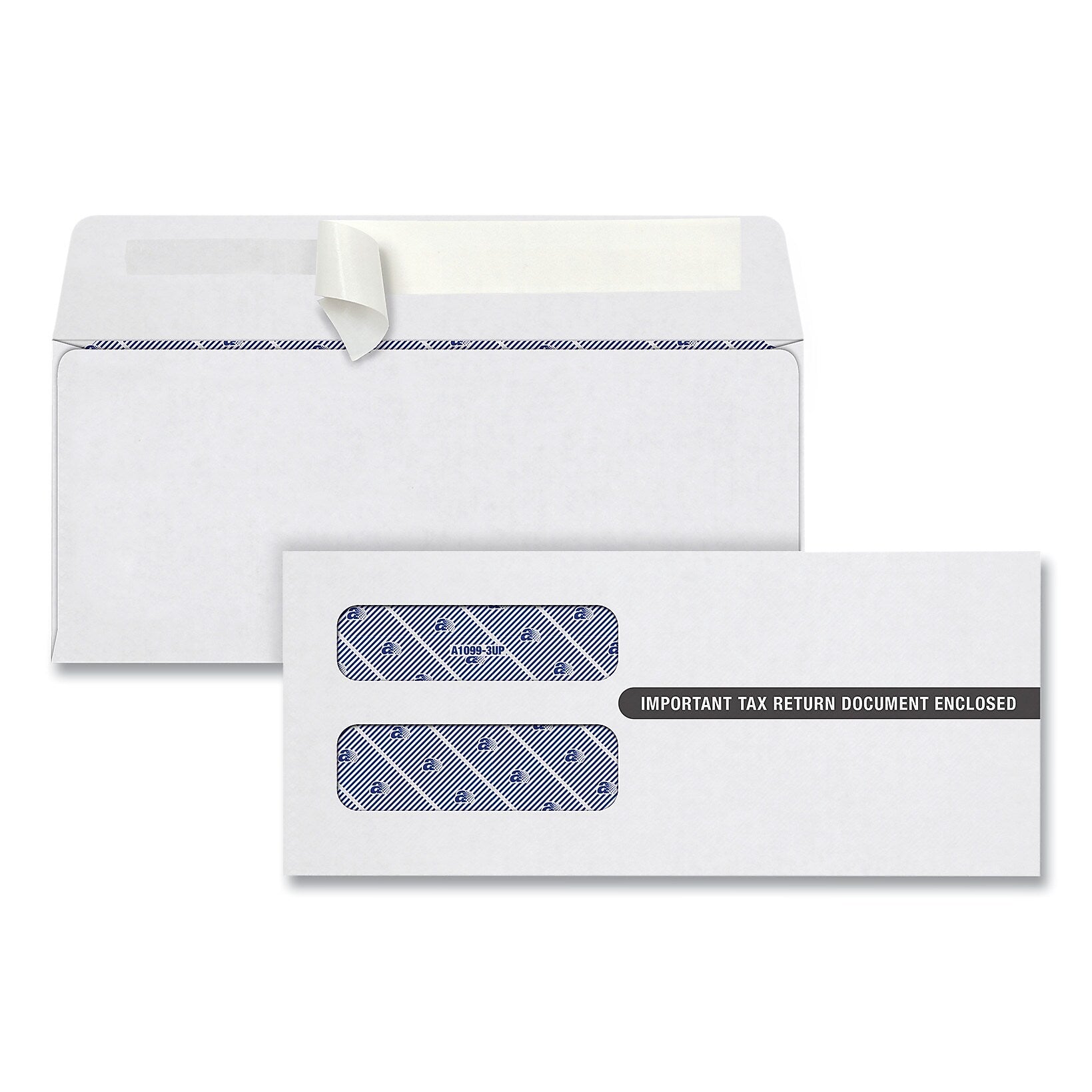 TOPS 1099 Double Window Envelope, Commercial Flap, Self-Adhesive Closure, Contemporary Seam, 3.75 x 8.75, White, 24/Pack
