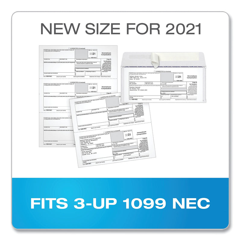 TOPS 1099 Double Window Envelope, Commercial Flap, Self-Adhesive Closure, Contemporary Seam, 3.75 x 8.75, White, 24/Pack