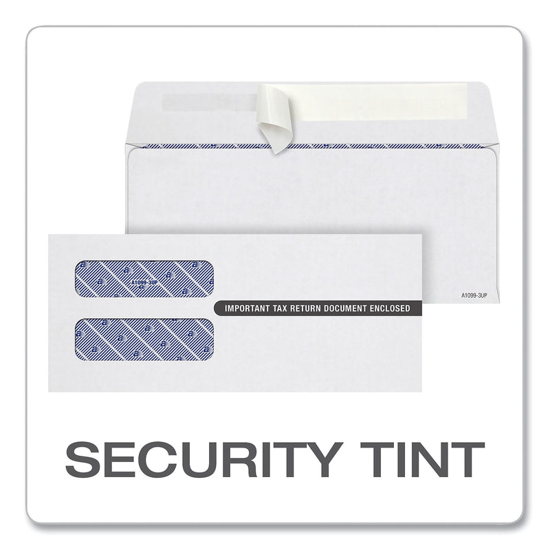 TOPS 1099 Double Window Envelope, Commercial Flap, Self-Adhesive Closure, Contemporary Seam, 3.75 x 8.75, White, 24/Pack