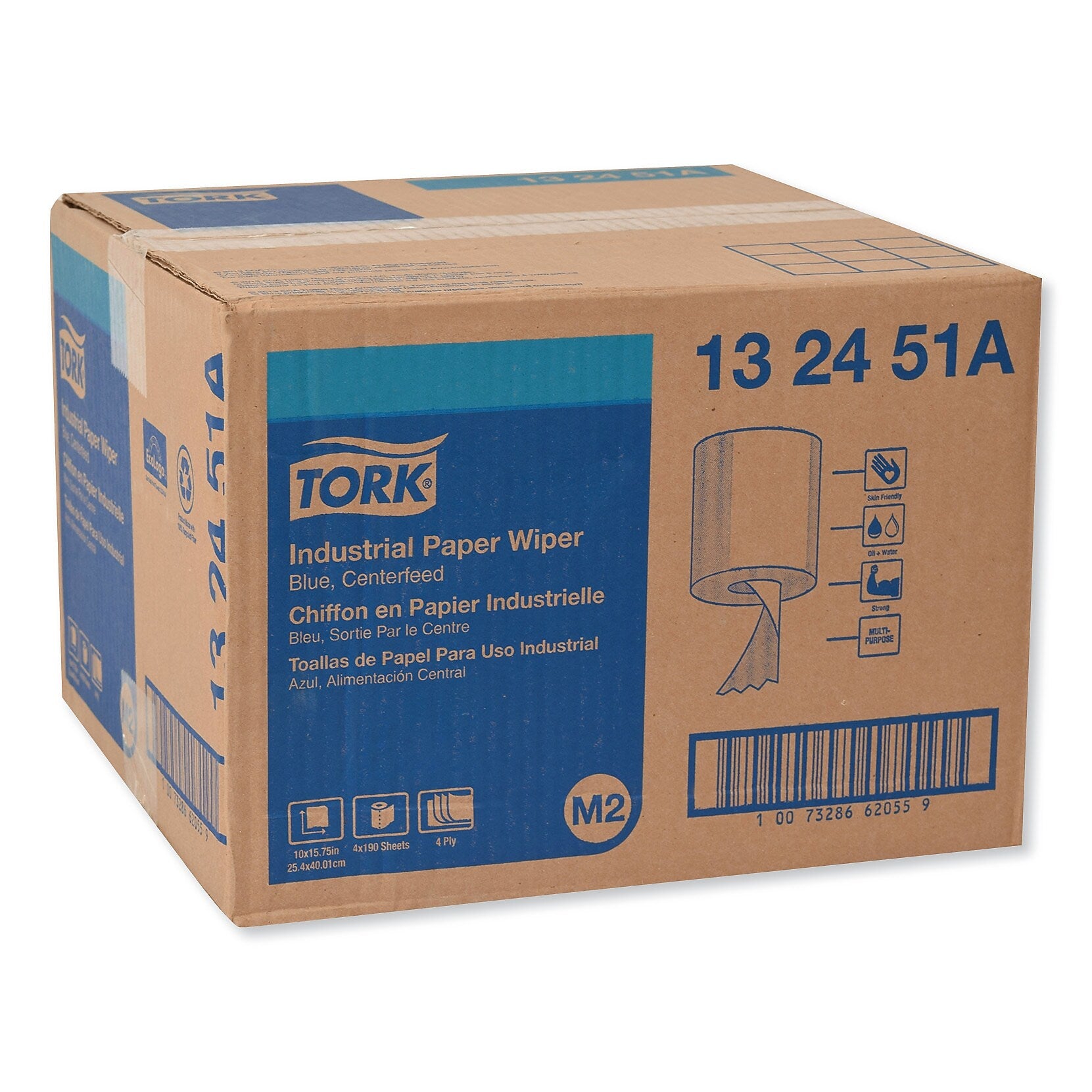 Tork Cleaning Wipers, Blue, 190 Sheets/Roll, 4/Carton (TRK132451A)
