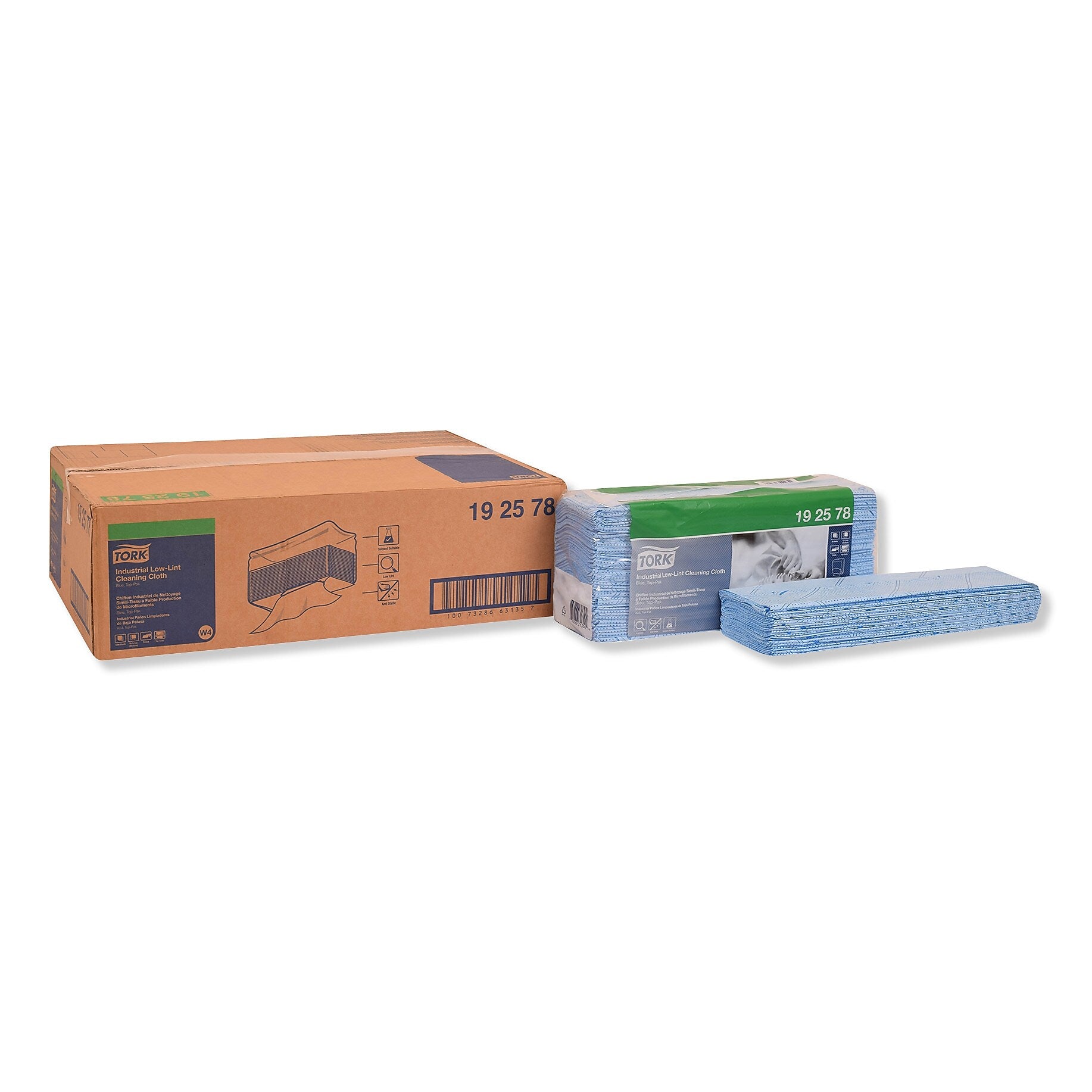 Tork Cleaning Cloths, Blue, 80 Cloths/Pack, 5/Carton (TRK192578)