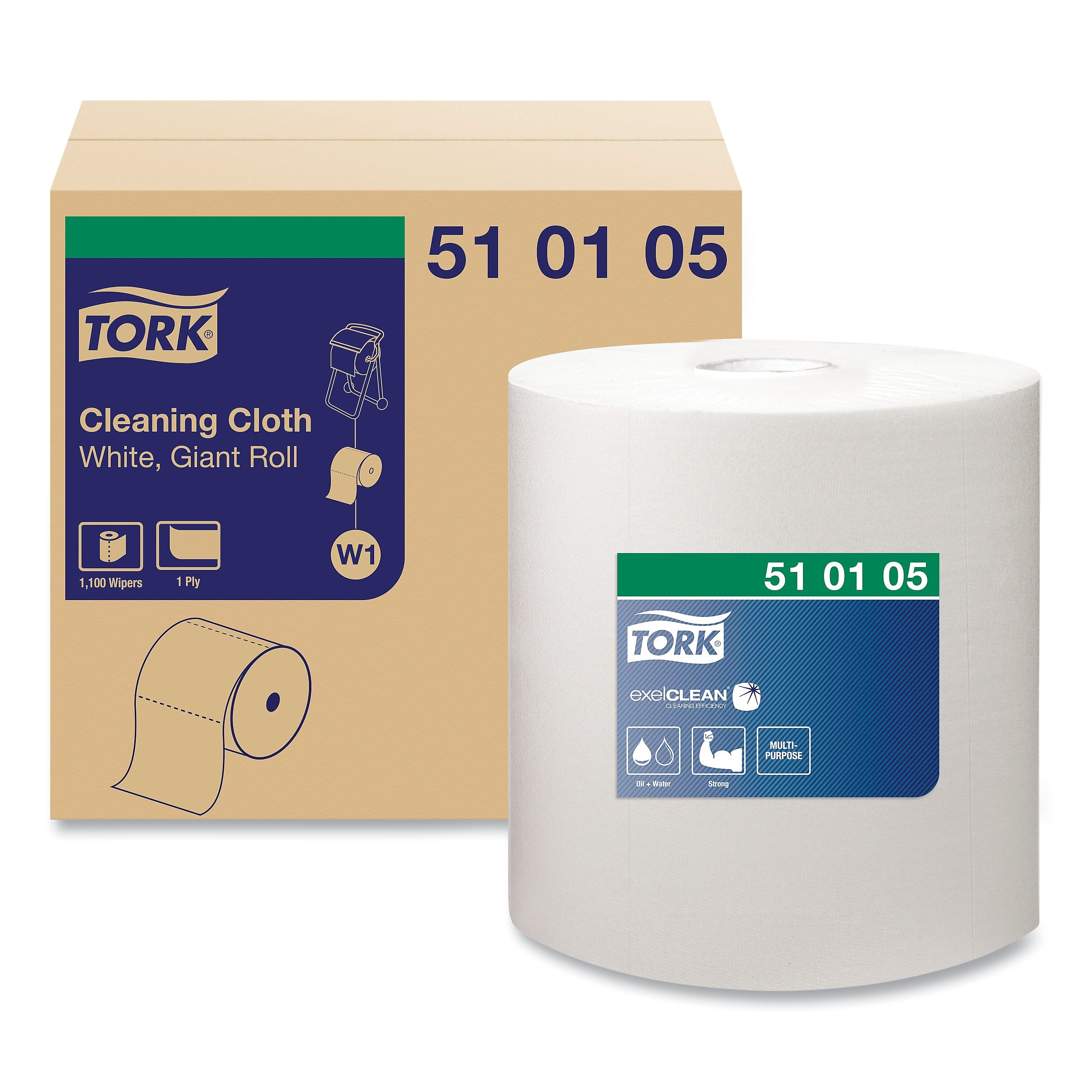 Tork Cleaning Cloths, White, 1100 Sheets/Roll (TRK510105)