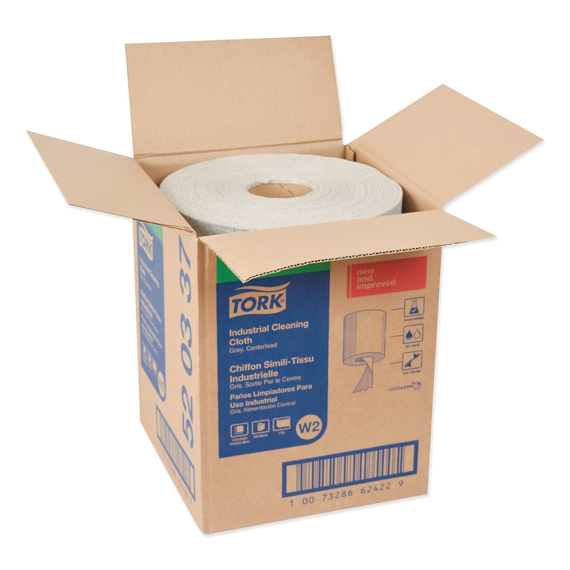 Tork Paper Cleaning Wipers, 10" x 12.6", Gray, 500 Sheets/Roll (TRK520337)