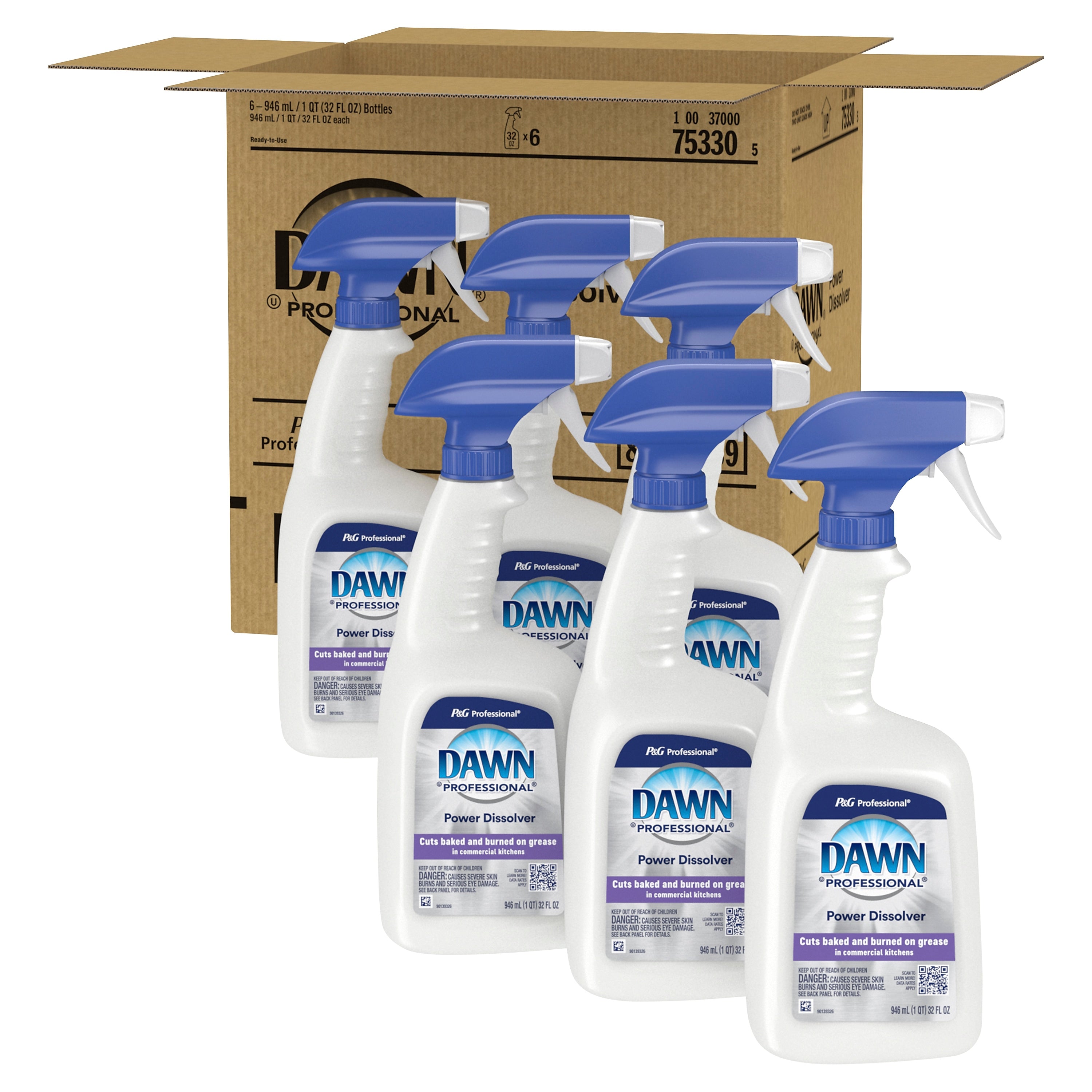 Dawn Professional Liquid Ready-To-Use Grease Fighting Power Dissolver Spray, 32 oz Trigger On Spray Bottle, 6/Carton