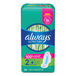 Always Ultra Thin Pads with Wings, Size 2, Long, Super Absorbent, 32/Pack, 3 Packs/Carton (PGC97020)