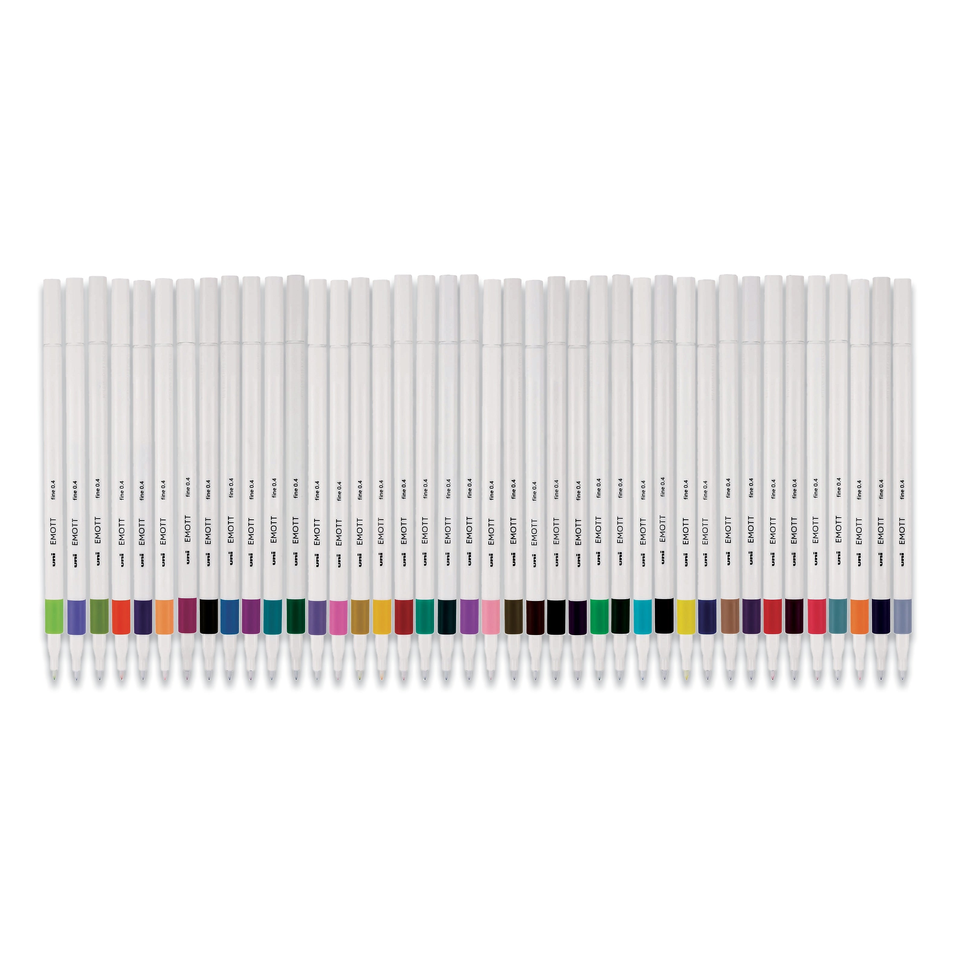 uni-ball EMOTT ever fine Porous Point Pen, Stick, Fine 0.4 mm, Assorted Ink Colors, White Barrel, 40/Pack