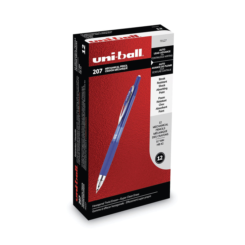 uni-ball 207 Mechanical Pencil, 0.7 mm, HB (#2), Black Lead, Blue Barrel, Dozen