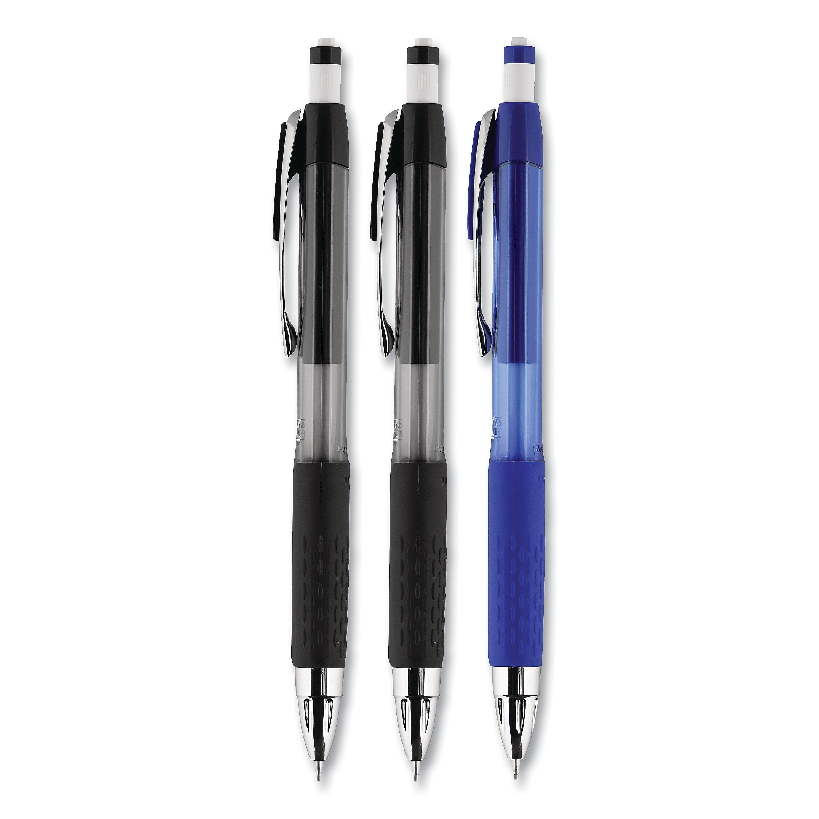 uni-ball 207 Mechanical Pencil with Lead and Eraser Refills, 0.7 mm, HB (#2), Black Lead, Assorted Barrel Colors, 3/Set