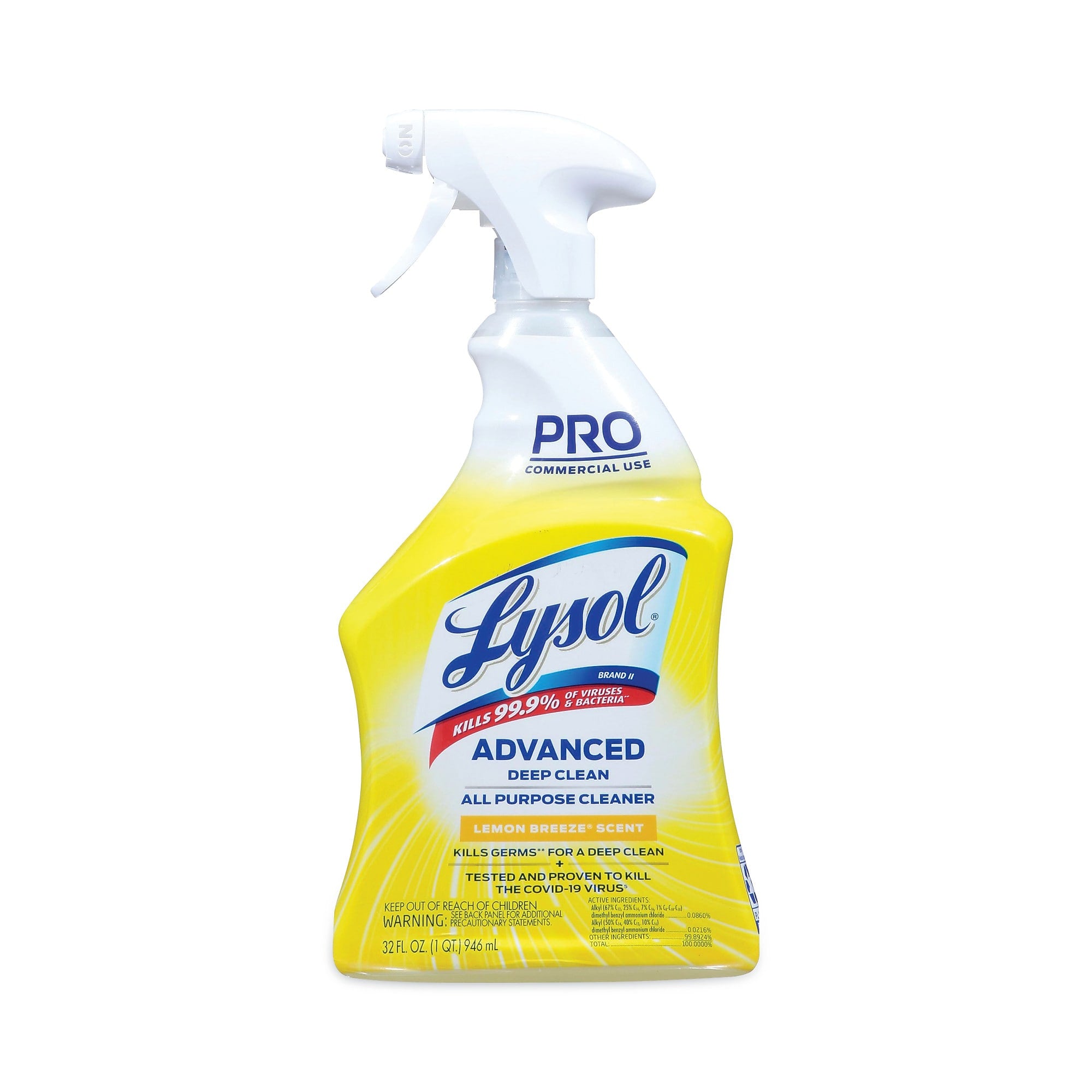 Professional Lysol Advanced Deep Clean All Purpose Cleaner, Lemon Breeze, 32 oz., 12/Carton (RAC00351)