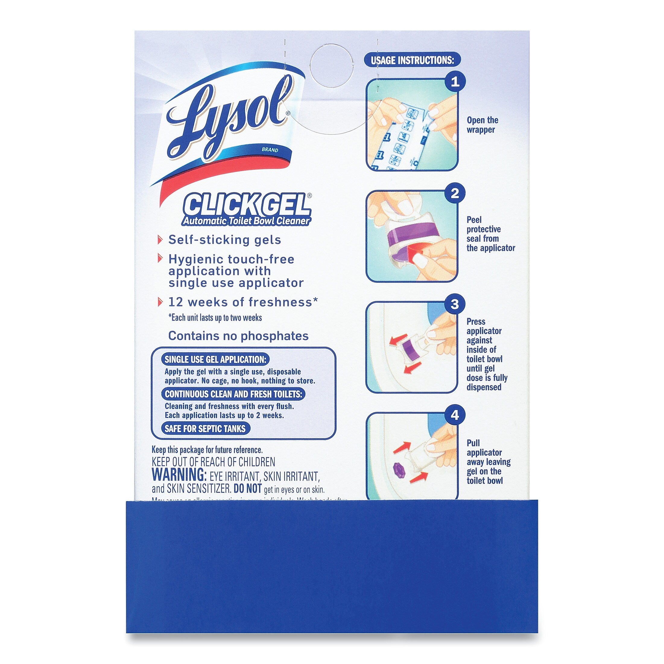 LYSOL Brand Click Gel Automatic Toilet Bowl Cleaner, Lavender Fields, 6/Box, 4 Boxes/Carton (RAC89060CT)