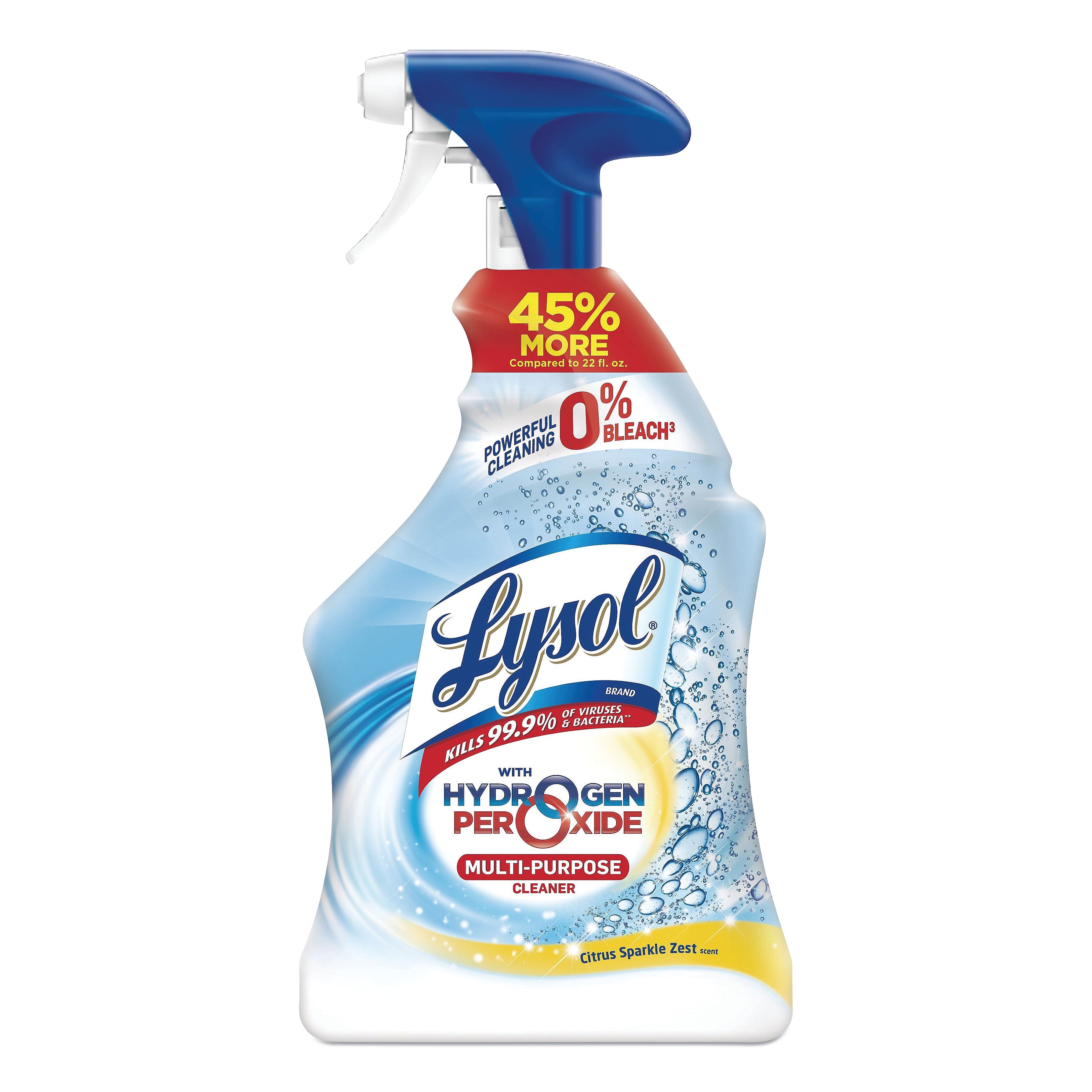 LYSOL Brand Multi-Purpose Hydrogen Peroxide Cleaner, Citrus Sparkle Zest, 32 oz Trigger Spray Bottle, 9/Carton
