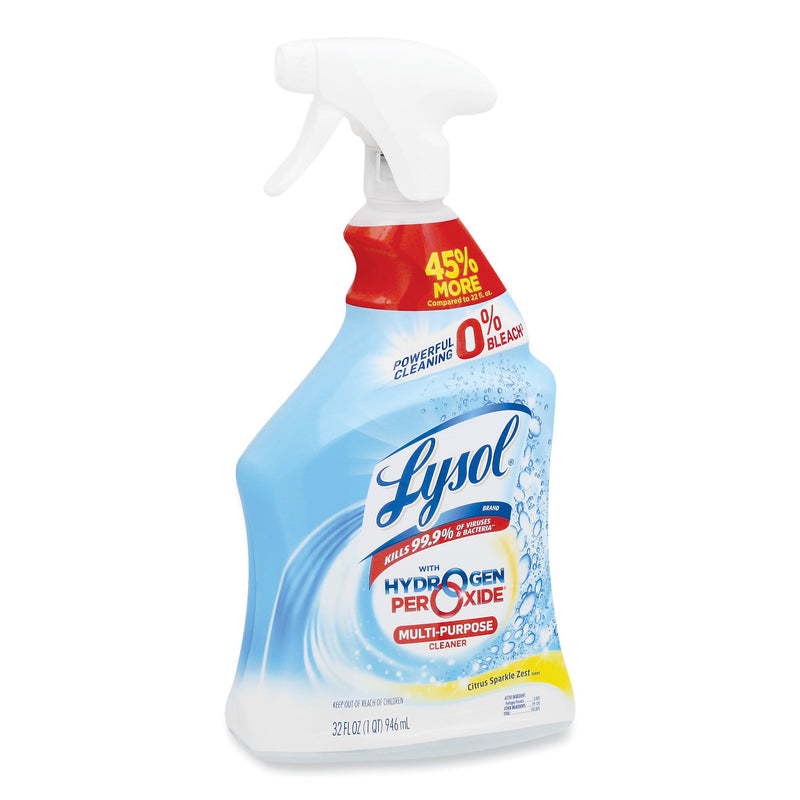 LYSOL Brand Multi-Purpose Hydrogen Peroxide Cleaner, Citrus Sparkle Zest, 32 oz Trigger Spray Bottle, 9/Carton