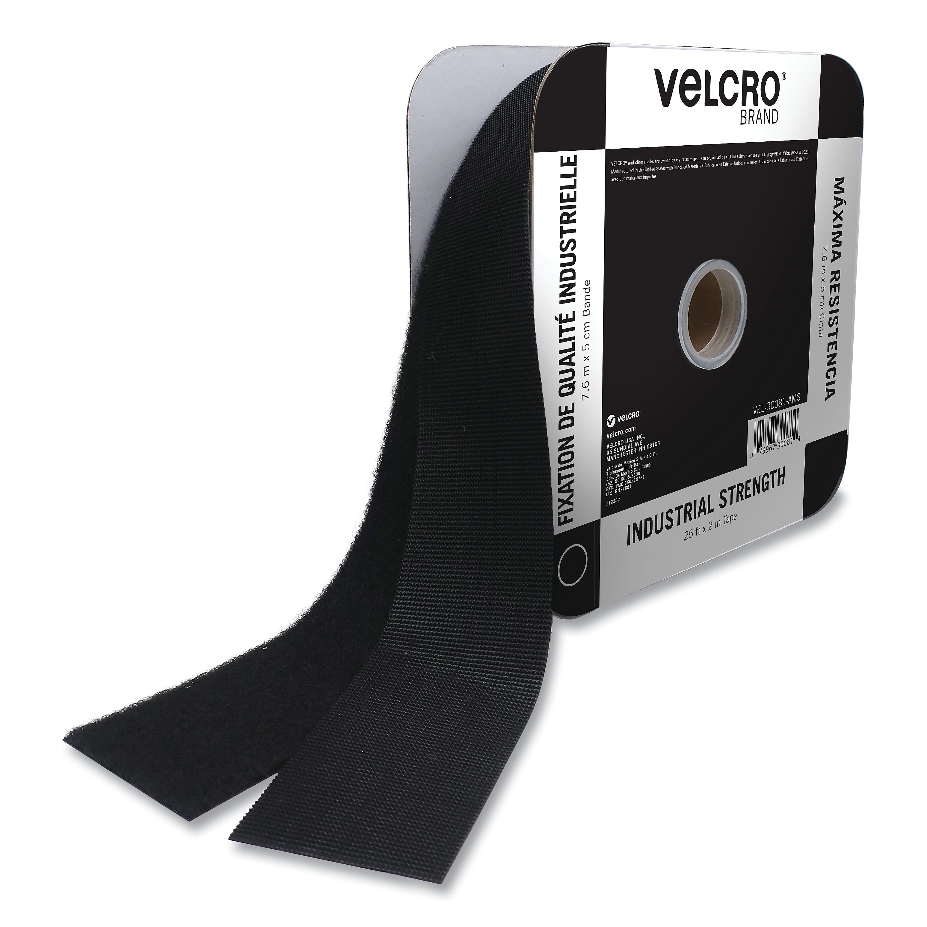 VELCRO Brand Industrial Strength Heavy-Duty Fasteners, 2" x 25 ft., Black