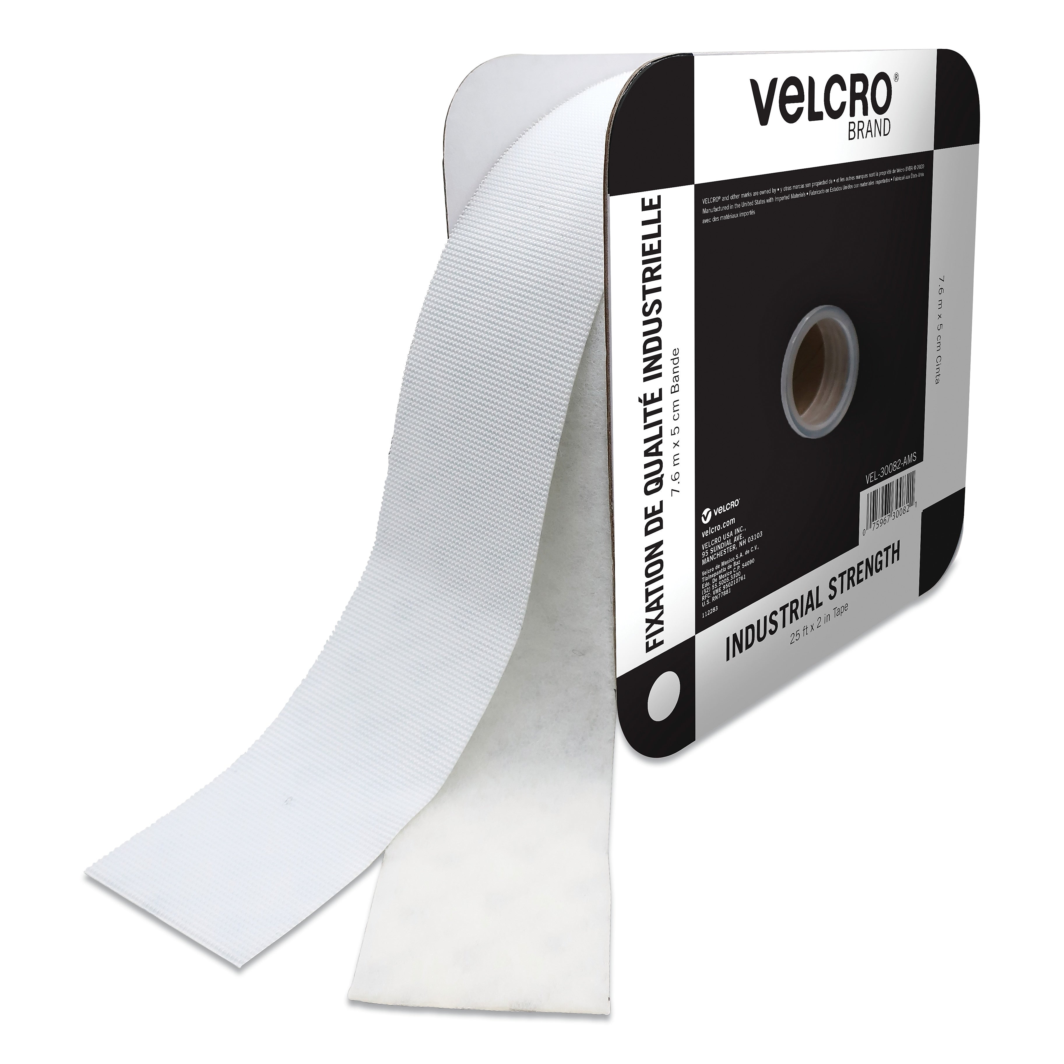 VELCRO Brand Industrial Strength Heavy-Duty Fasteners, 2" x 25 ft., White