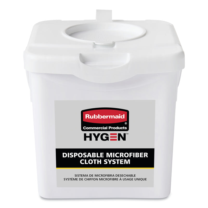 Rubbermaid Commercial HYGEN Disposable Microfiber Charging Bucket, 7.92 x 7.75 x 7.44, White, 4/Carton