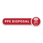 Rubbermaid Commercial Medical Decal, PPE DISPOSAL, 10 x 2.5, Red