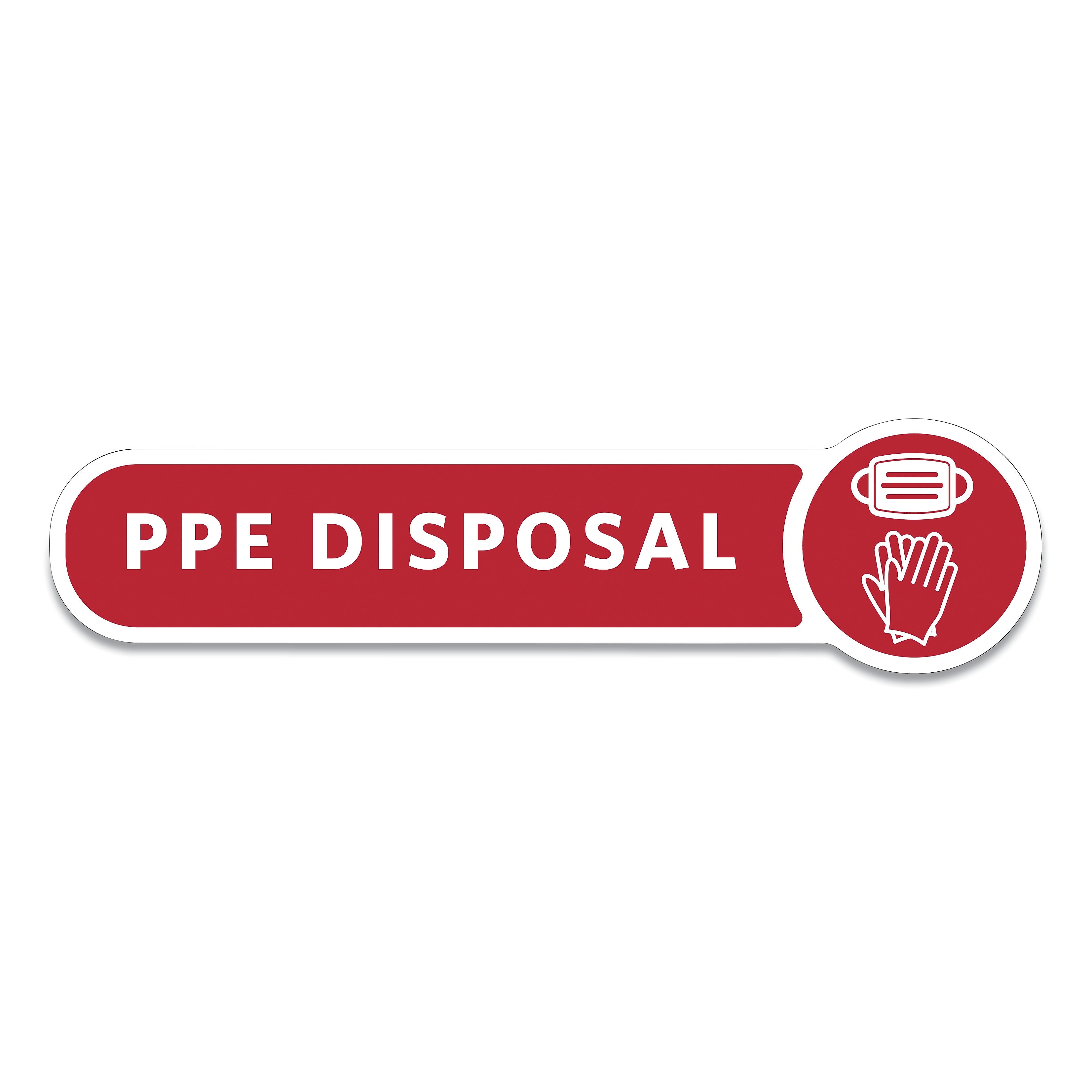 Rubbermaid Commercial Medical Decal, PPE DISPOSAL, 10 x 2.5, Red