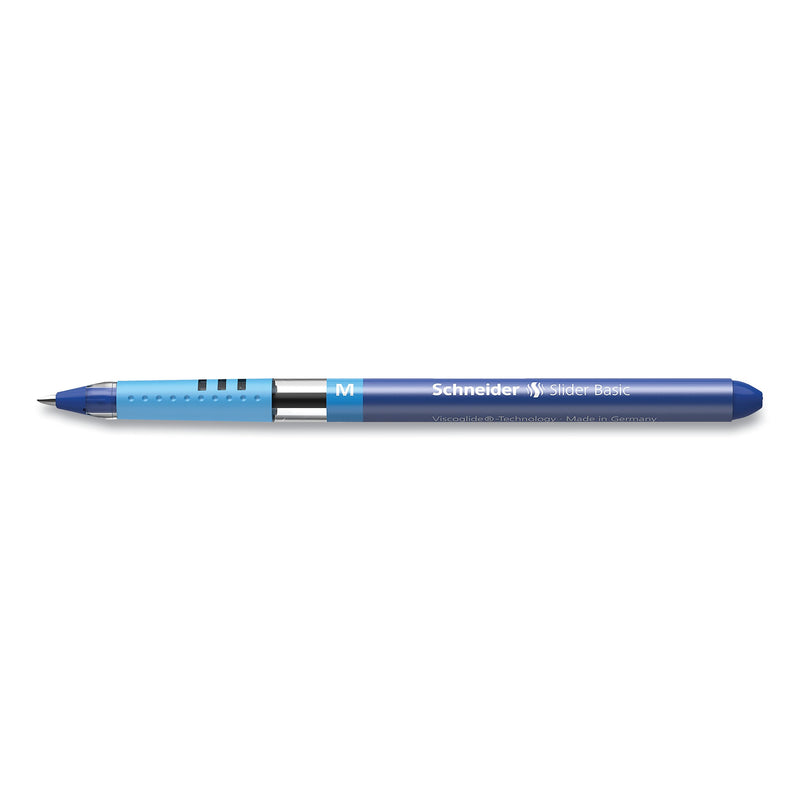 Schneider Slider Basic Ballpoint Pen, Medium Point, Blue Ink, 10/Box (151103)