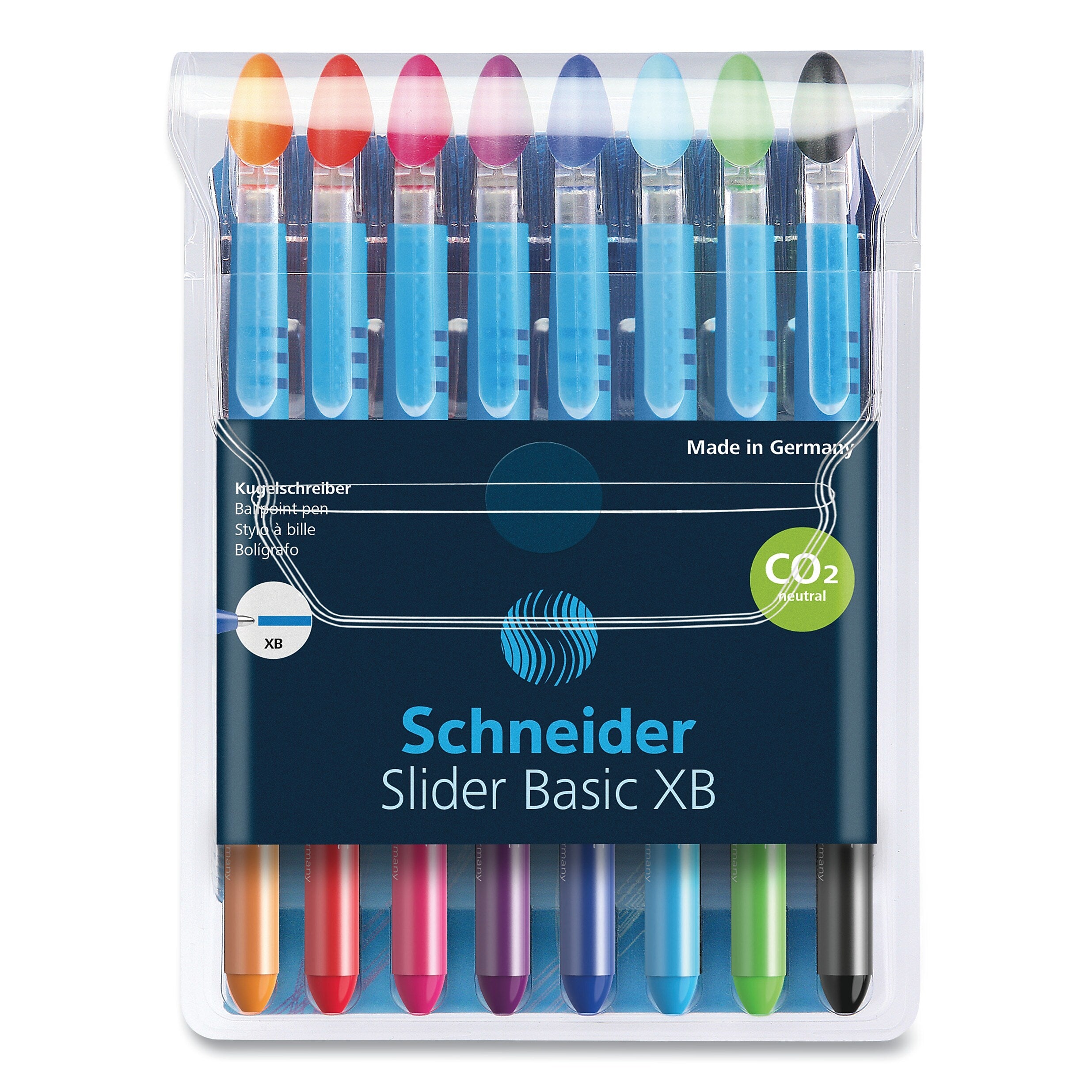 Schneider Slider Basic Ballpoint Pen, Extra Broad Point, Assorted Inks, 8/Pack (151298)