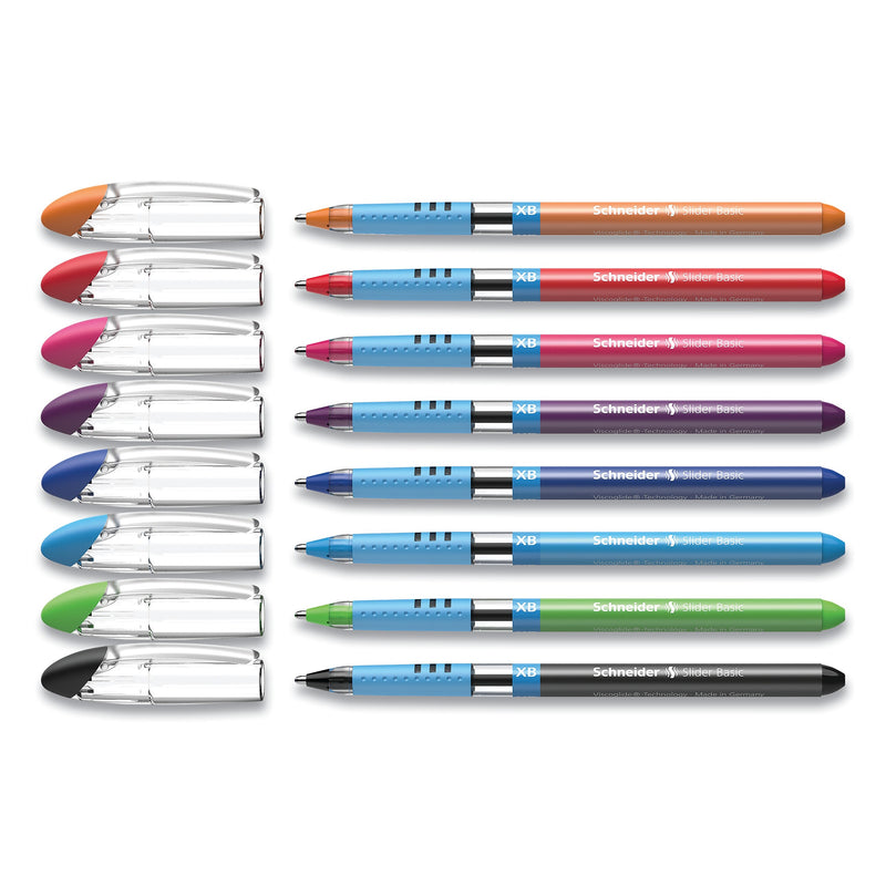 Schneider Slider Basic Ballpoint Pen, Extra Broad Point, Assorted Inks, 8/Pack (151298)