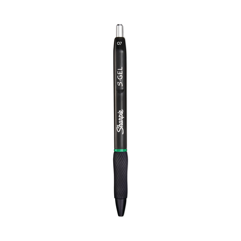 Sharpie S-Gel High-Performance Gel Pen, Retractable, Medium 0.7 mm, Green Ink, Black Barrel, Dozen (SAN2126216)