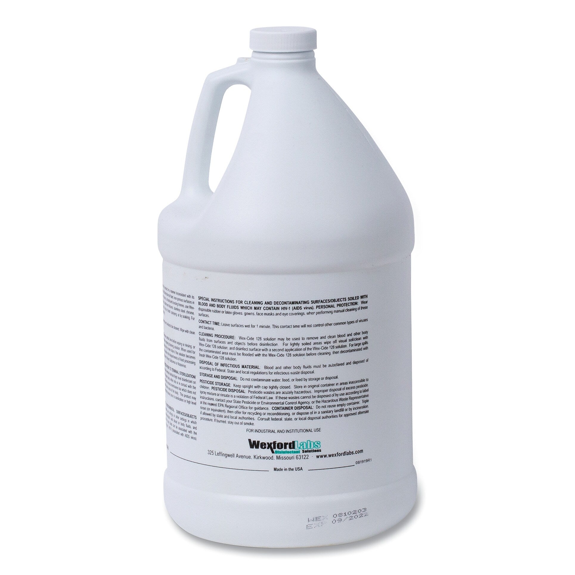 Wexford Labs Wex-Cide Concentrated Disinfecting Cleaner, Nectar Scent, 128 oz Bottle, 4/Carton